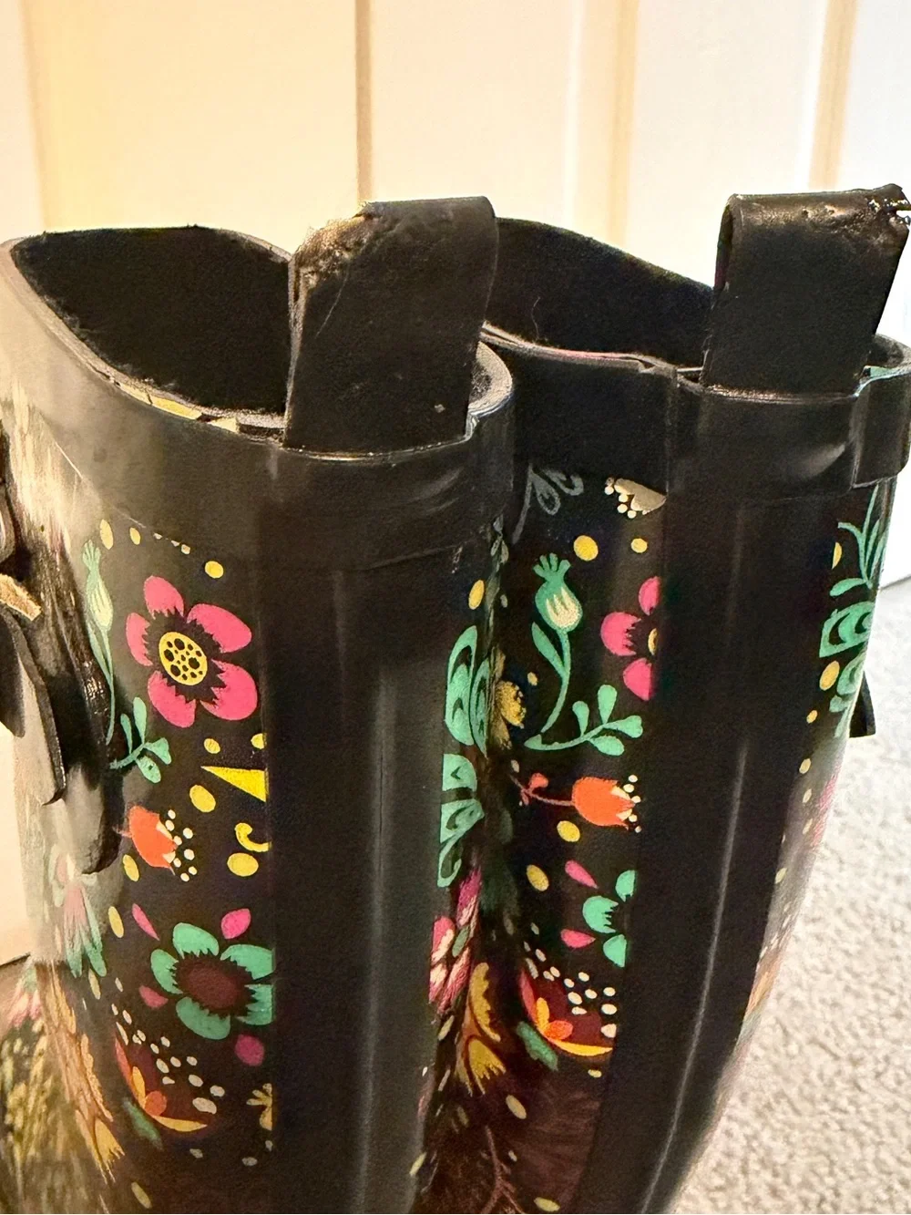 Source Unknown Black Floral Women's Rain Boots
